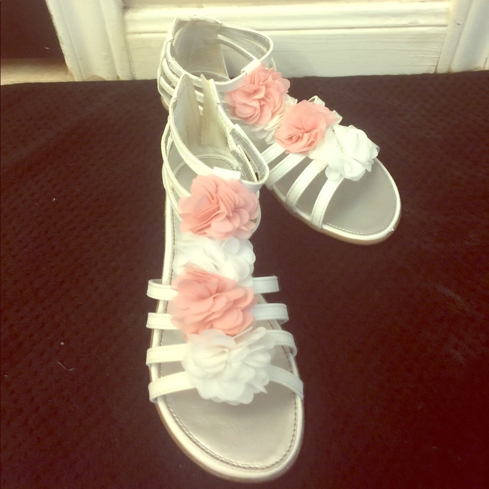 Pretty pink and white girl sandals